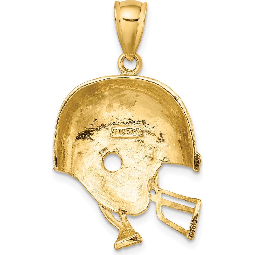 14K Yellow Gold Polished 2D Football Helmet Charm - Sports Pendant for Football Fans by Oro Pregiato