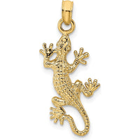 14K Yellow Gold Polished 2D Lizard Charm Pendant - Nature-Inspired Design by Oro Pregiato