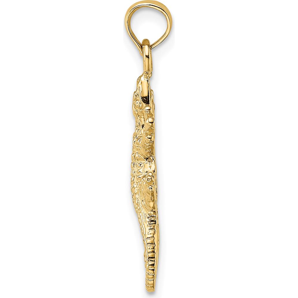 14K Yellow Gold Polished 2D Lizard Charm Pendant - Nature-Inspired Design by Oro Pregiato