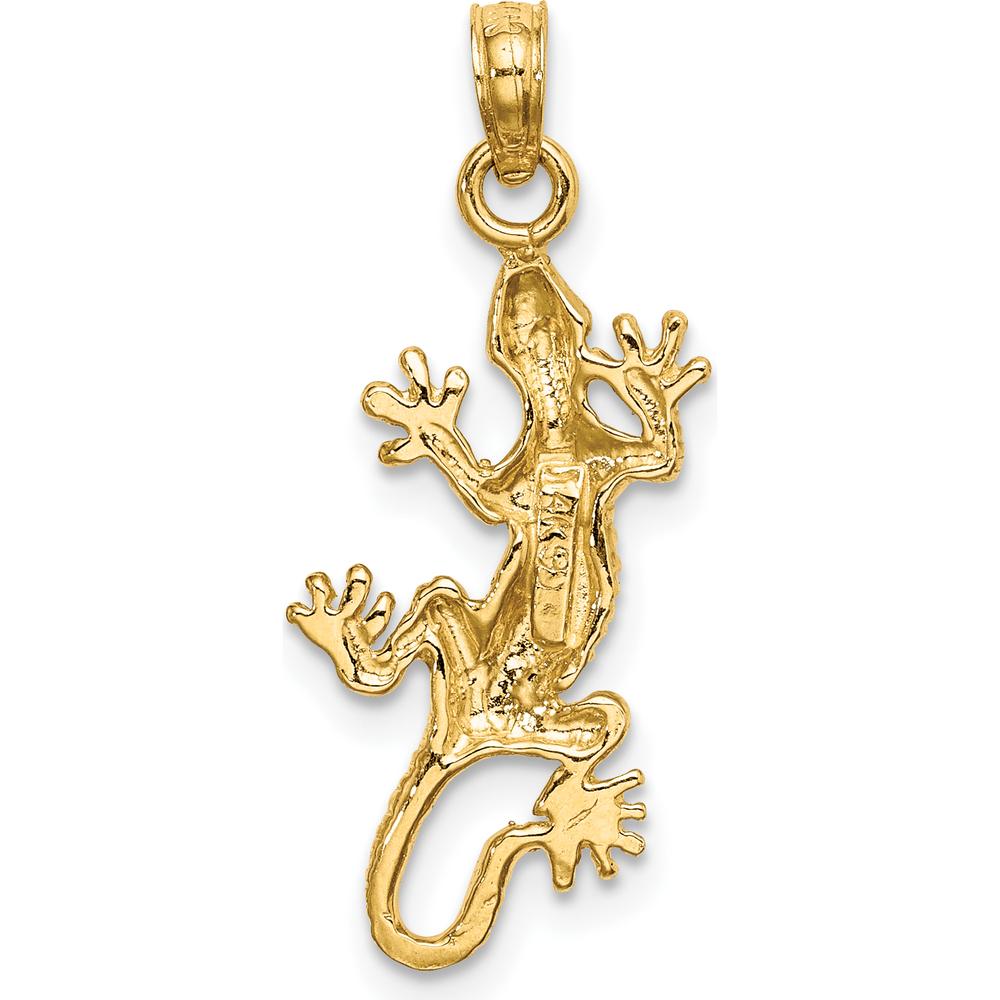 14K Yellow Gold Polished 2D Lizard Charm Pendant - Nature-Inspired Design by Oro Pregiato