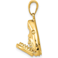 14K Yellow Gold Polished 2D Shark Jaws Pendant - Themed Ocean-Inspired Design by Oro Pregiato