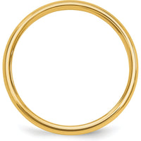 14K Yellow Gold Polished 2mm Domed Stackable Band Ring - Women's Wedding Band Size 7 by 0