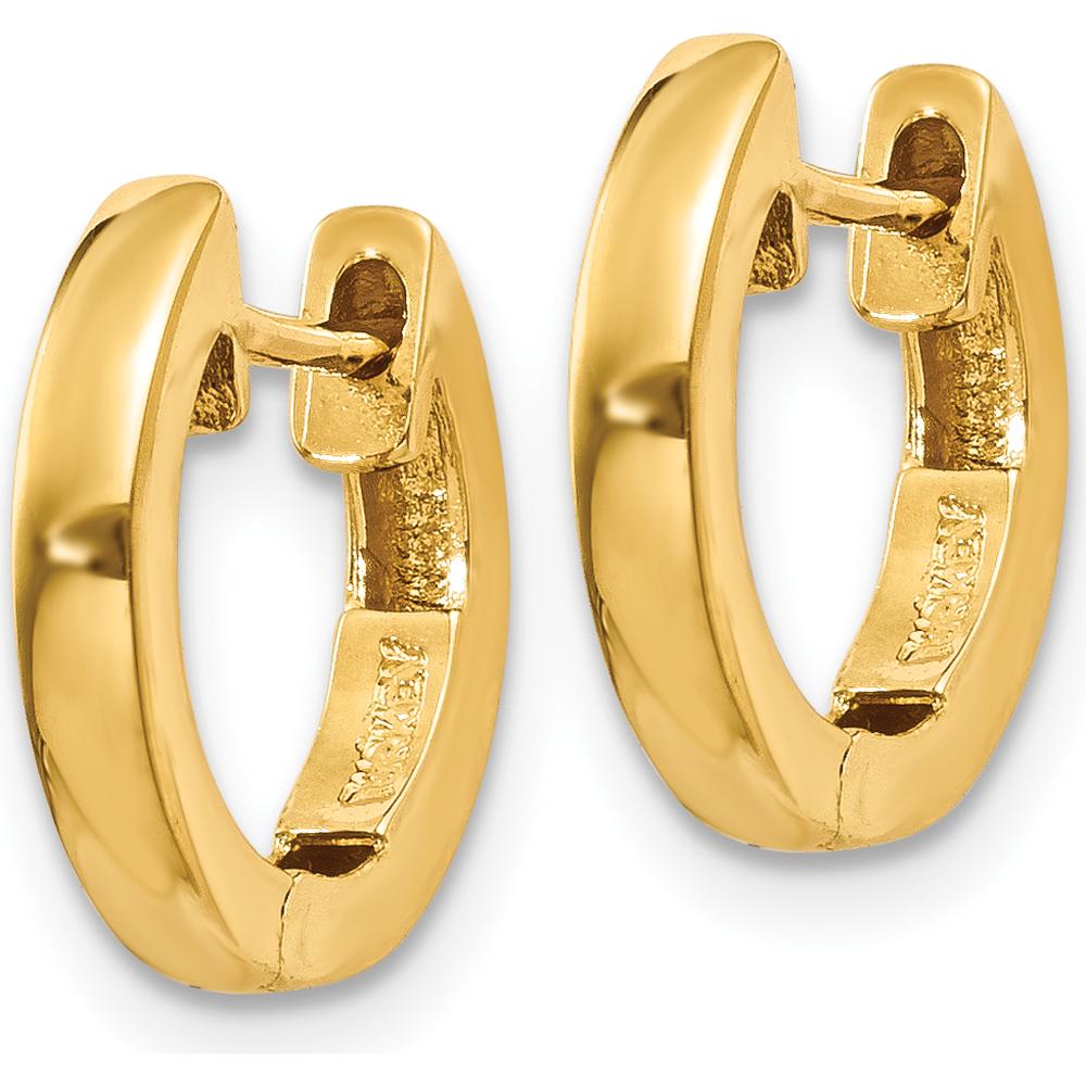 14K Yellow Gold Polished 2mm Hinged Hoop Earrings - Elegant Minimalist Design by Oro Pregiato
