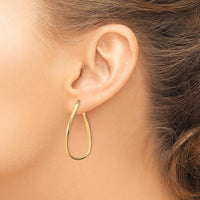 14K Yellow Gold Polished 2mm Wavy Hoop Earrings - 32.5mm Length by 0