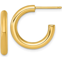 14K Yellow Gold Polished 3.0 x 20mm Tube C-Hoop Post Earrings by 0