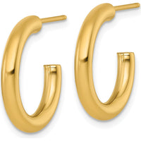 14K Yellow Gold Polished 3.0 x 20mm Tube C-Hoop Post Earrings by 0