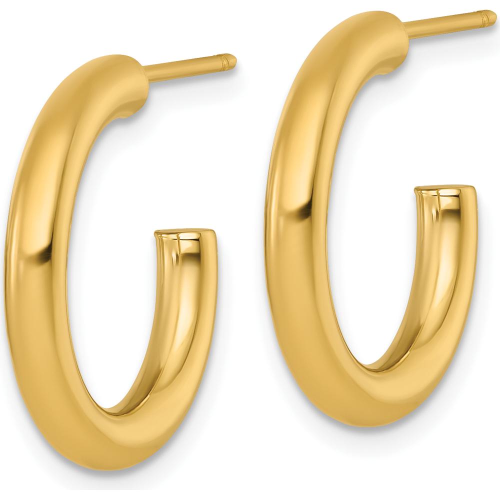 14K Yellow Gold Polished 3.0 x 20mm Tube C-Hoop Post Earrings by 0