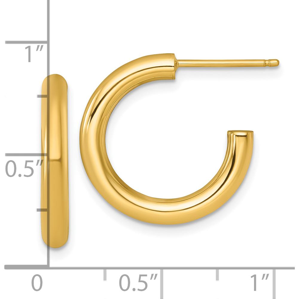 14K Yellow Gold Polished 3.0 x 20mm Tube C-Hoop Post Earrings by 0