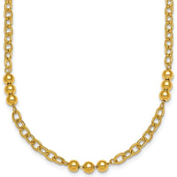 14K Yellow Gold Polished 3.5mm Fancy Beaded Cable Link Necklace - 18" by 0