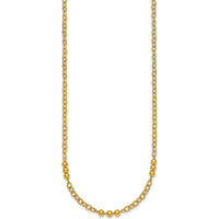 14K Yellow Gold Polished 3.5mm Fancy Beaded Cable Link Necklace - 18" by 0