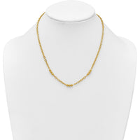 14K Yellow Gold Polished 3.5mm Fancy Beaded Cable Link Necklace - 18" by 0