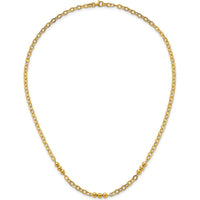 14K Yellow Gold Polished 3.5mm Fancy Beaded Cable Link Necklace - 18" by 0