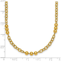 14K Yellow Gold Polished 3.5mm Fancy Beaded Cable Link Necklace - 18" by 0