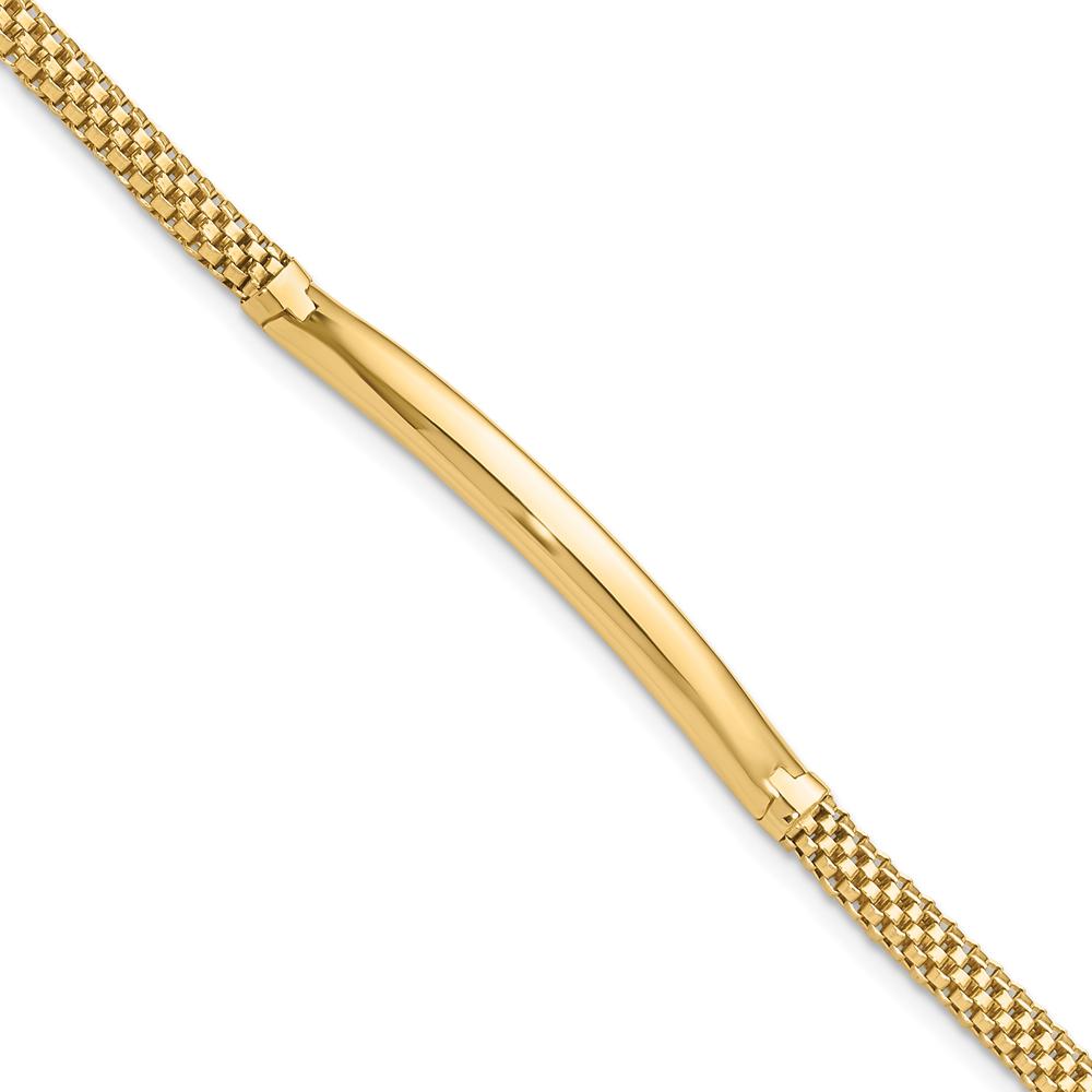 14K Yellow Gold Polished 3.5mm Fancy Curved Bar Bracelet - 7.75" Length by Oro Pregiato