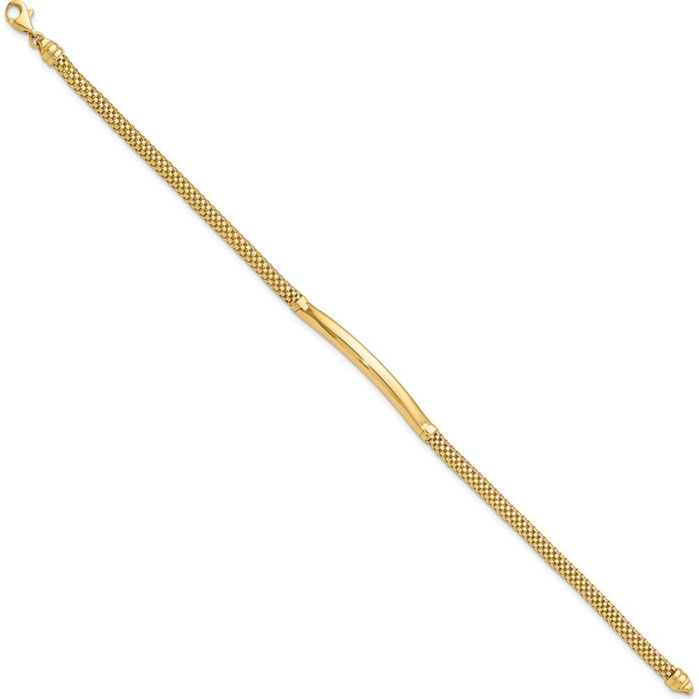 14K Yellow Gold Polished 3.5mm Fancy Curved Bar Bracelet - 7.75" Length by Oro Pregiato
