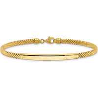 14K Yellow Gold Polished 3.5mm Fancy Curved Bar Bracelet - 7.75" Length by Oro Pregiato