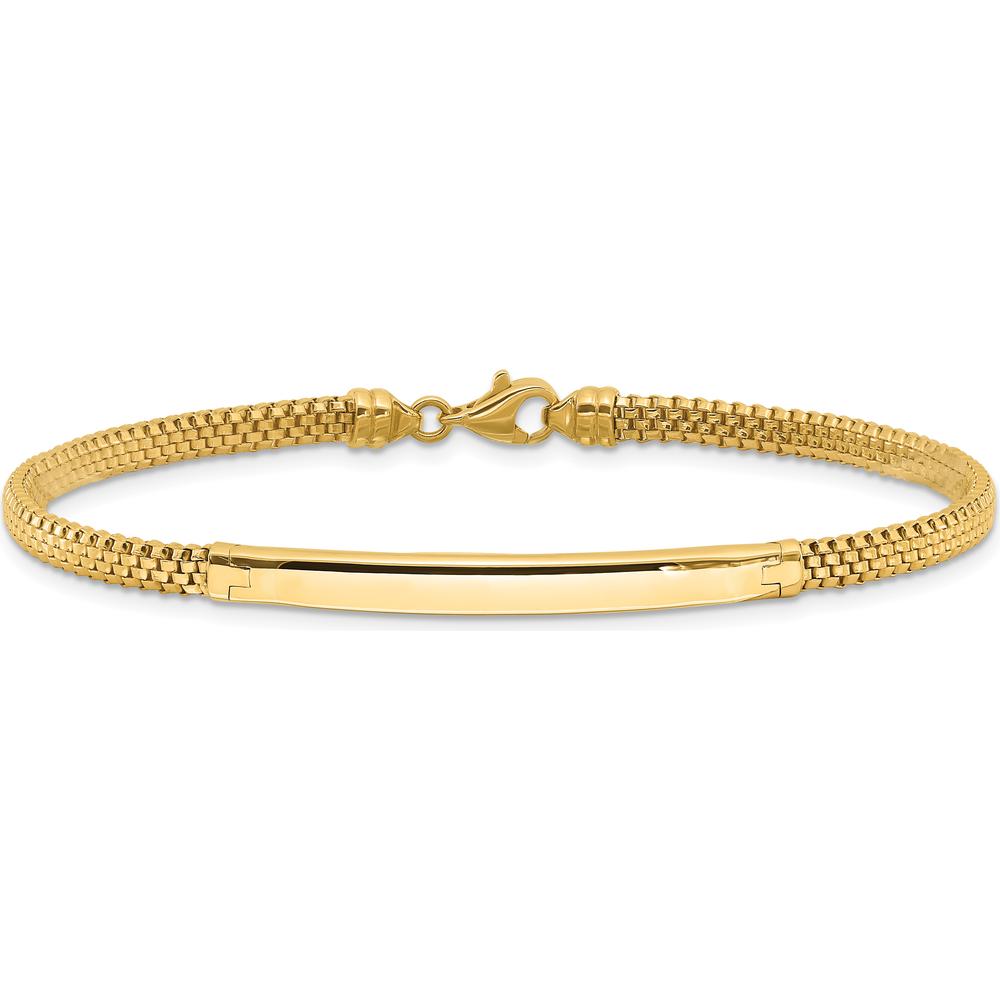 14K Yellow Gold Polished 3.5mm Fancy Curved Bar Bracelet - 7.75" Length by Oro Pregiato