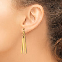 14K Yellow Gold Polished 3 Bar Post Dangle Earrings - 54.6mm Length by 0