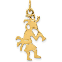 14K Yellow Gold Polished 3-Dimensional Kokopelli Charm Pendant by Oro Pregiato