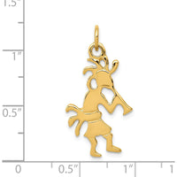 14K Yellow Gold Polished 3-Dimensional Kokopelli Charm Pendant by Oro Pregiato