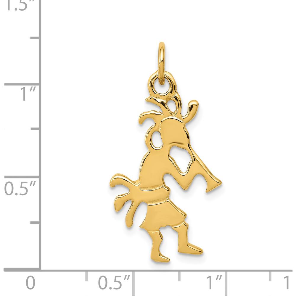 14K Yellow Gold Polished 3-Dimensional Kokopelli Charm Pendant by Oro Pregiato