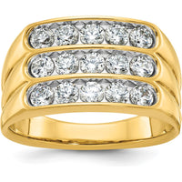 14K Yellow Gold Polished 3-Row Men's Diamond Ring with 1.65 Carats Total Diamond Weight by IBGoodman