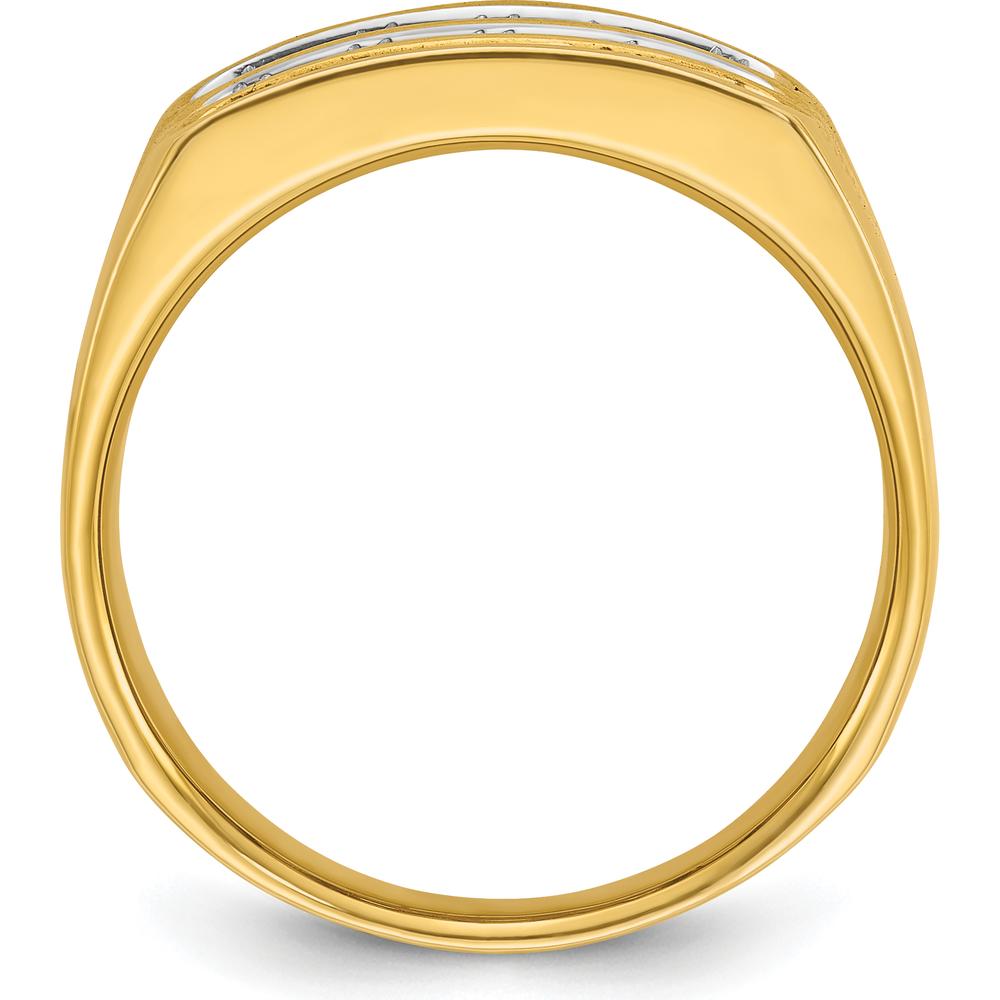 14K Yellow Gold Polished 3-Row Men's Diamond Ring with 1.65 Carats Total Diamond Weight by IBGoodman