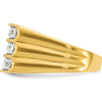 14K Yellow Gold Polished 3-Row Men's Diamond Ring with 1.65 Carats Total Diamond Weight by IBGoodman