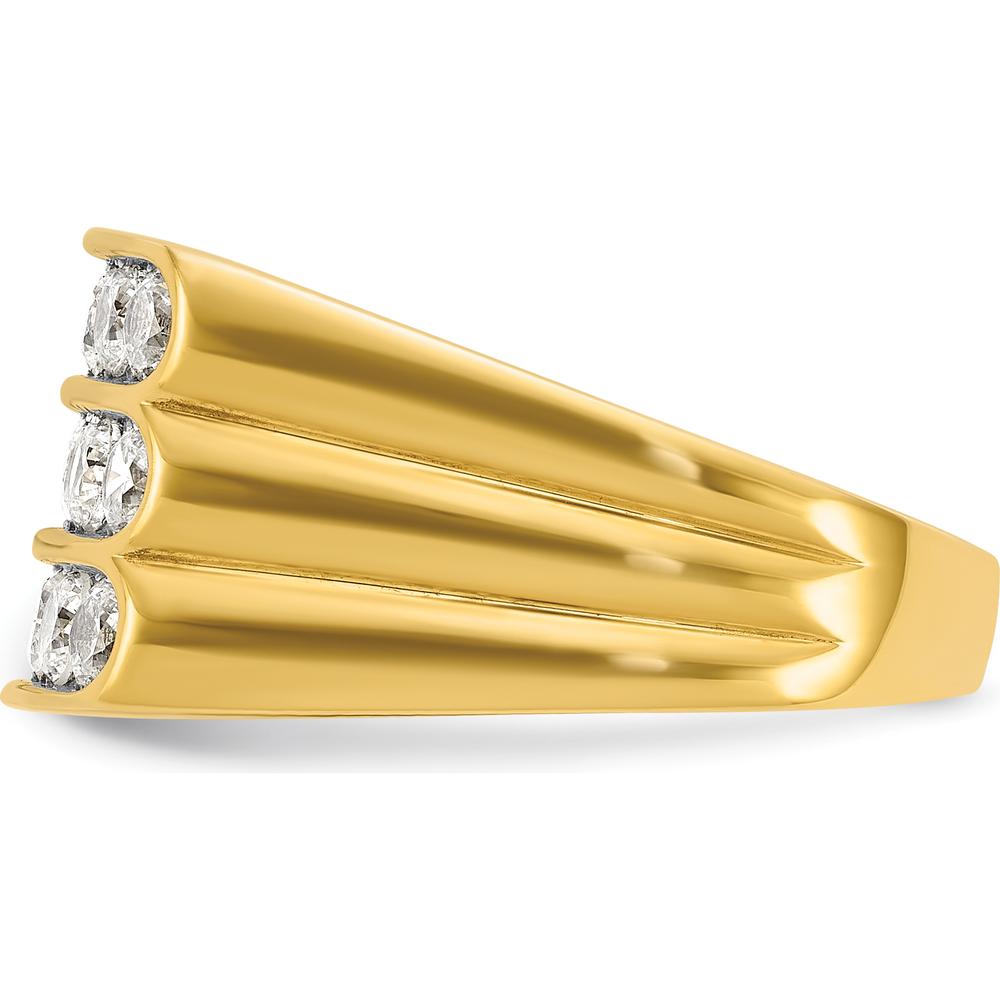 14K Yellow Gold Polished 3-Row Men's Diamond Ring with 1.65 Carats Total Diamond Weight by IBGoodman