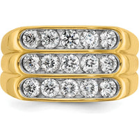14K Yellow Gold Polished 3-Row Men's Diamond Ring with 1.65 Carats Total Diamond Weight by IBGoodman