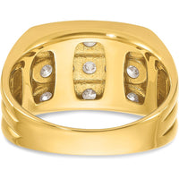 14K Yellow Gold Polished 3-Row Men's Diamond Ring with 1.65 Carats Total Diamond Weight by IBGoodman