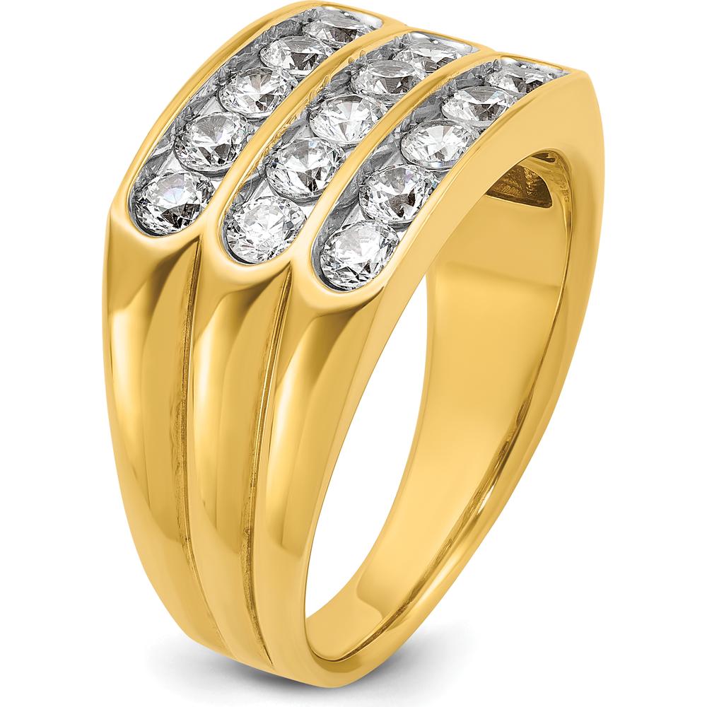 14K Yellow Gold Polished 3-Row Men's Diamond Ring with 1.65 Carats Total Diamond Weight by IBGoodman