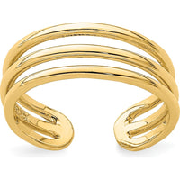 14K Yellow Gold Polished 3 Row Toe Ring by Oro Pregiato