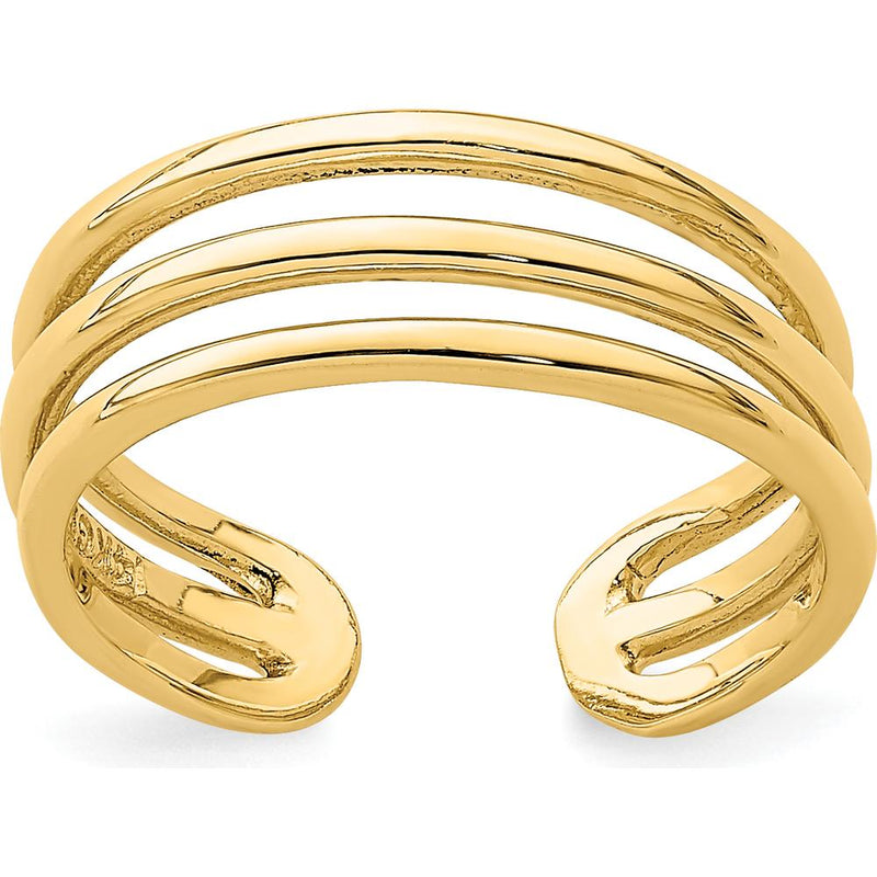 14K Yellow Gold Polished 3 Row Toe Ring by Oro Pregiato