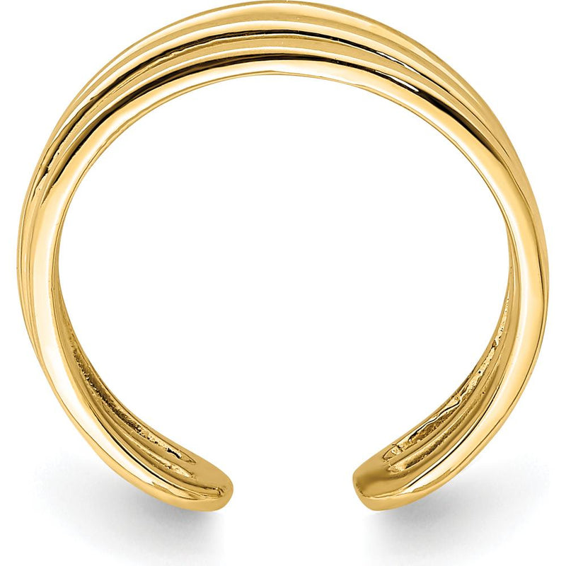 14K Yellow Gold Polished 3 Row Toe Ring by Oro Pregiato