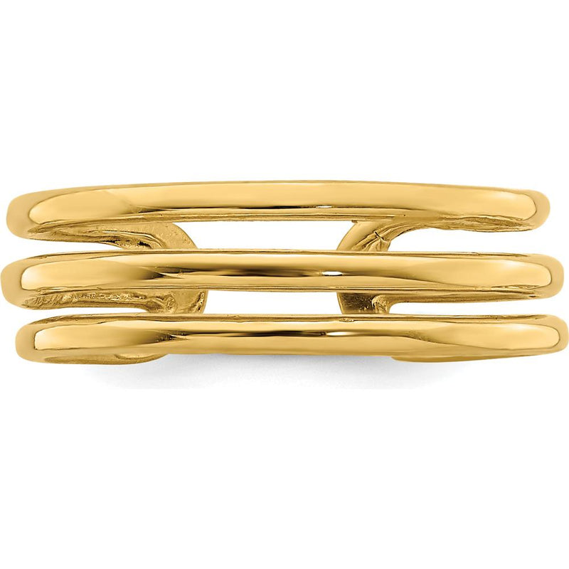 14K Yellow Gold Polished 3 Row Toe Ring by Oro Pregiato