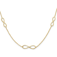 14K Yellow Gold Polished 3-Station Infinity Symbol Necklace with 16" Chain and 2" Extender by 0