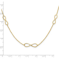 14K Yellow Gold Polished 3-Station Infinity Symbol Necklace with 16" Chain and 2" Extender by 0
