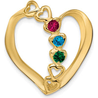 14K Yellow Gold Polished 3-Stone Mother's Heart Slide Mounting Pendant by Oro Pregiato