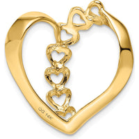 14K Yellow Gold Polished 3-Stone Mother's Heart Slide Mounting Pendant by Oro Pregiato