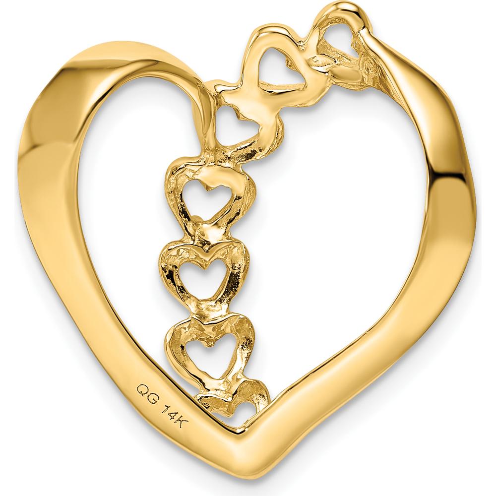 14K Yellow Gold Polished 3-Stone Mother's Heart Slide Mounting Pendant by Oro Pregiato