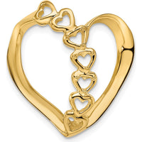 14K Yellow Gold Polished 3-Stone Mother's Heart Slide Mounting Pendant by Oro Pregiato