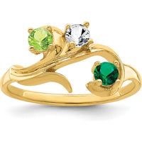 14K Yellow Gold Polished 3-Stone Mother's Ring Mounting - 3mm Width, Over 2mm Thickness by Monteluci Fine Jewelry