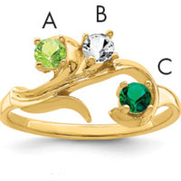 14K Yellow Gold Polished 3-Stone Mother's Ring Mounting - 3mm Width, Over 2mm Thickness by Monteluci Fine Jewelry
