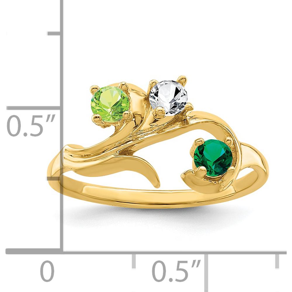 14K Yellow Gold Polished 3-Stone Mother's Ring Mounting - 3mm Width, Over 2mm Thickness by Monteluci Fine Jewelry