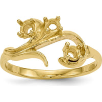 14K Yellow Gold Polished 3-Stone Mother's Ring Mounting - 3mm Width, Over 2mm Thickness by Monteluci Fine Jewelry