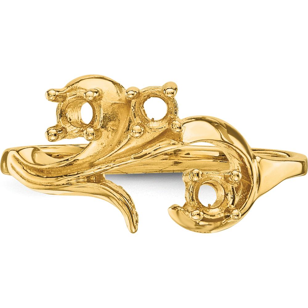 14K Yellow Gold Polished 3-Stone Mother's Ring Mounting - 3mm Width, Over 2mm Thickness by Monteluci Fine Jewelry