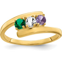 14K Yellow Gold Polished 3-Stone Mother's Ring Mounting - Customizable Design by Monteluci Fine Jewelry