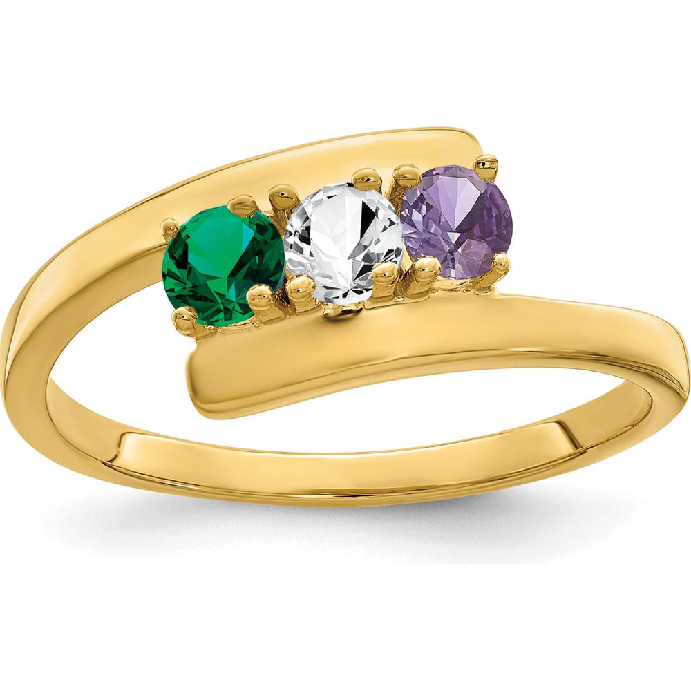 14K Yellow Gold Polished 3-Stone Mother's Ring Mounting - Customizable Design by Monteluci Fine Jewelry