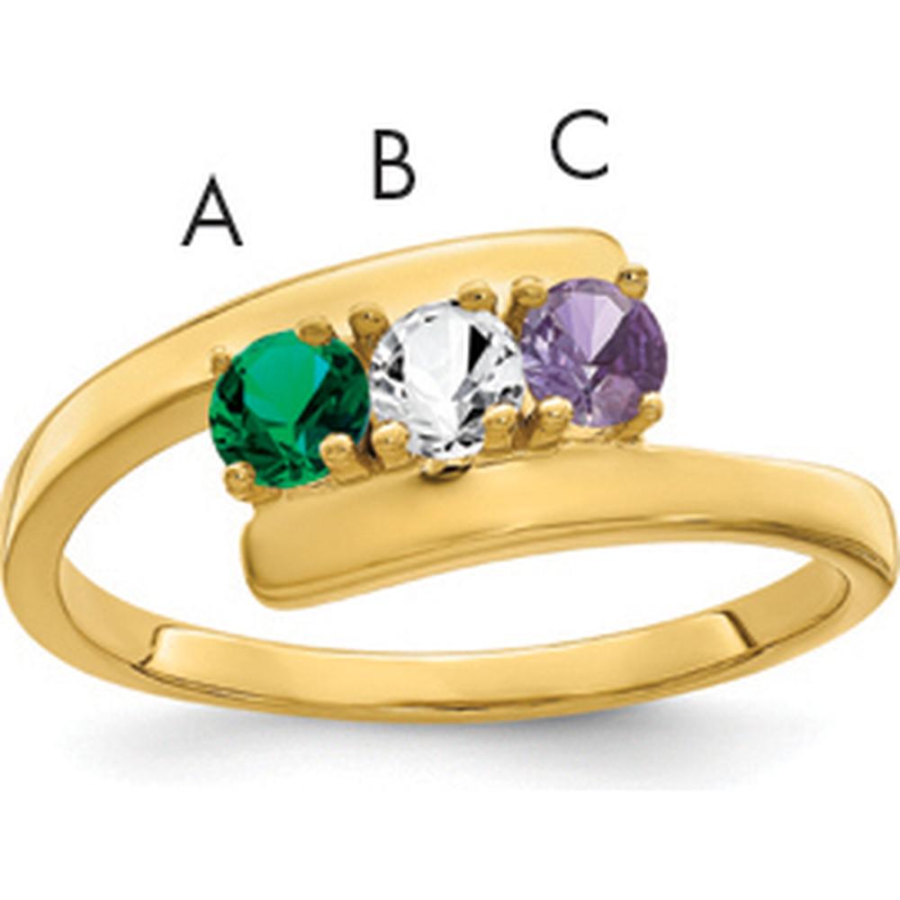14K Yellow Gold Polished 3-Stone Mother's Ring Mounting - Customizable Design by Monteluci Fine Jewelry